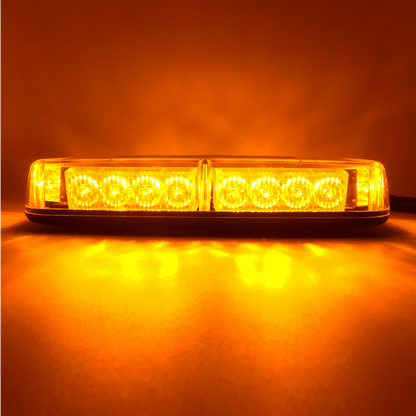 28см Авариен LED буркан - сигнална лампа с магнит, 15 режима, 12V-24V, оранжево стъкло