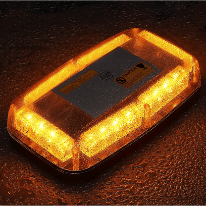 28см Авариен LED буркан - сигнална лампа с магнит, 15 режима, 12V-24V, оранжево стъкло