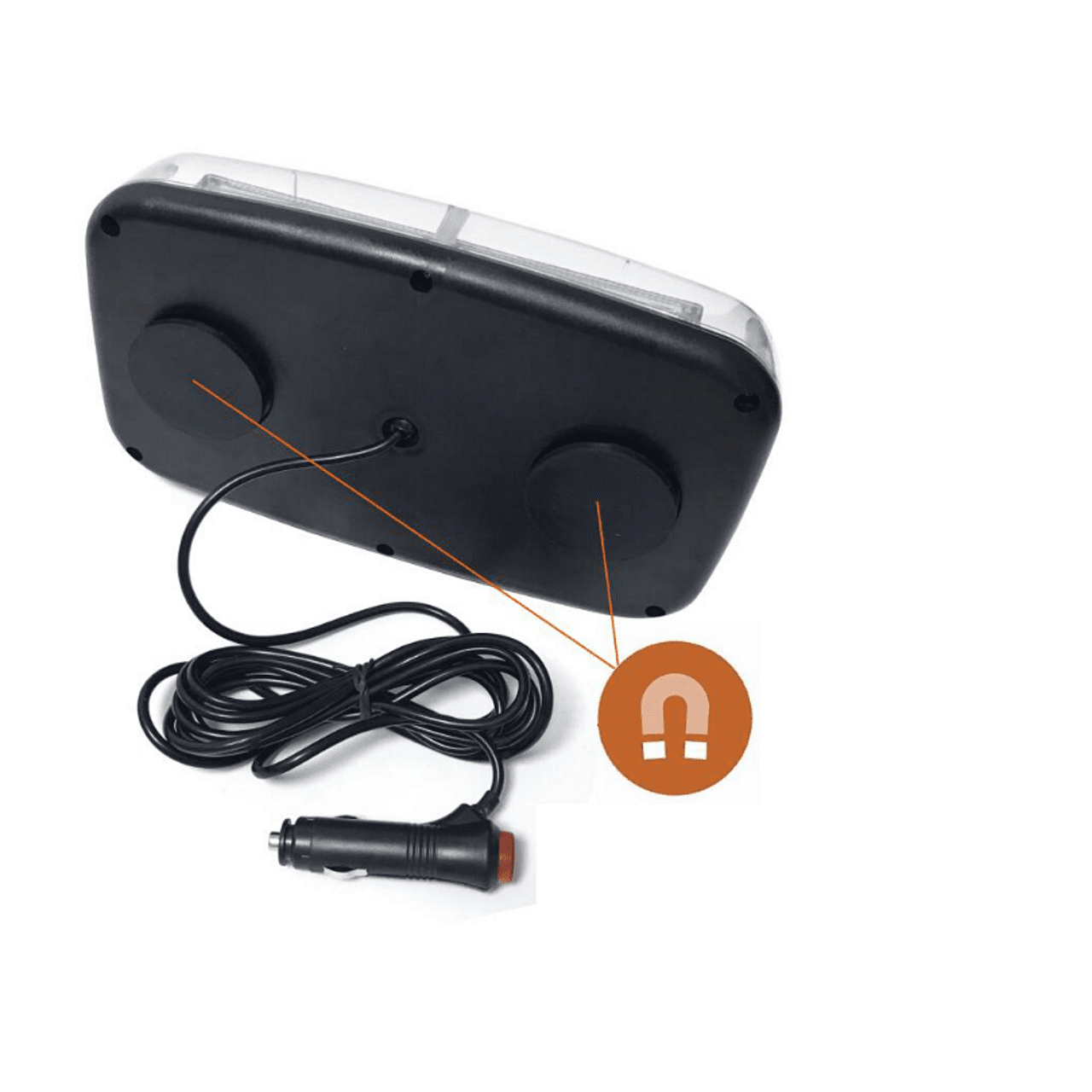 28см Авариен LED буркан - сигнална лампа с магнит, 15 режима, 12V-24V, оранжево стъкло