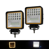 Комплект 2бр. LED квадратни халогени 4" 63W Две светлини 5040lm, 12V/24V работна светлина