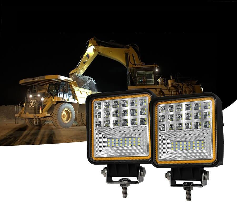 Комплект 2бр. LED квадратни халогени 4" 63W Две светлини 5040lm, 12V/24V работна светлина