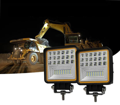 Комплект 2бр. LED квадратни халогени 4" 63W Две светлини 5040lm, 12V/24V работна светлина