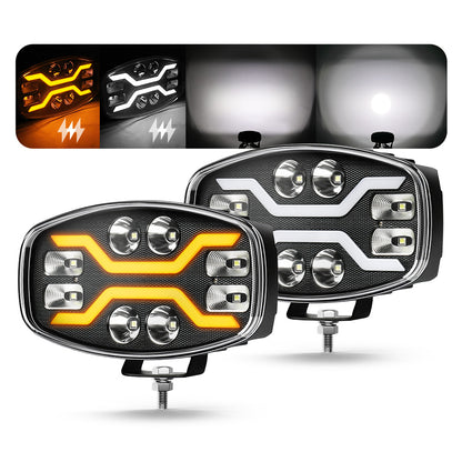 1бр LED Фар / Прожектор с динамичен мигач, 10"/25см 60W 12V/24V, лъч до 400м