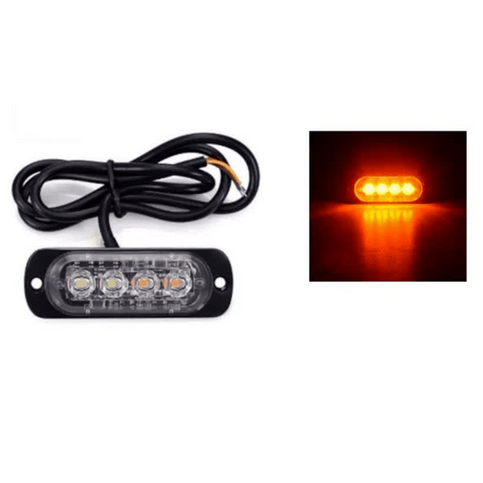 4 LED Аварийна светлина 10см за Пътна Помощ, Жълта Блиц Светлина, Мигаща