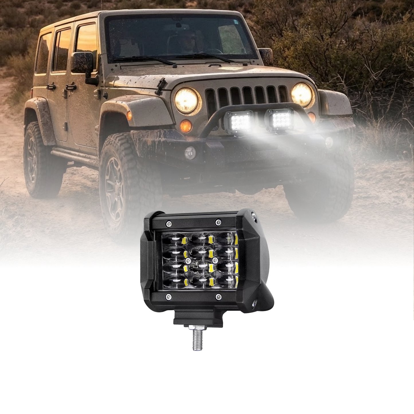 Комплект 2бр 4″ (100мм) LED халоген / мощна работна светлина 36W 12/24V IP68