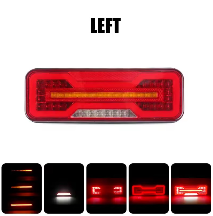 Универсални LED Стопове 12V 24V с Бягащ Мигач, Стоп, Габарит и Заден Ход E9 Сертифицирани Комплект от 2 броя