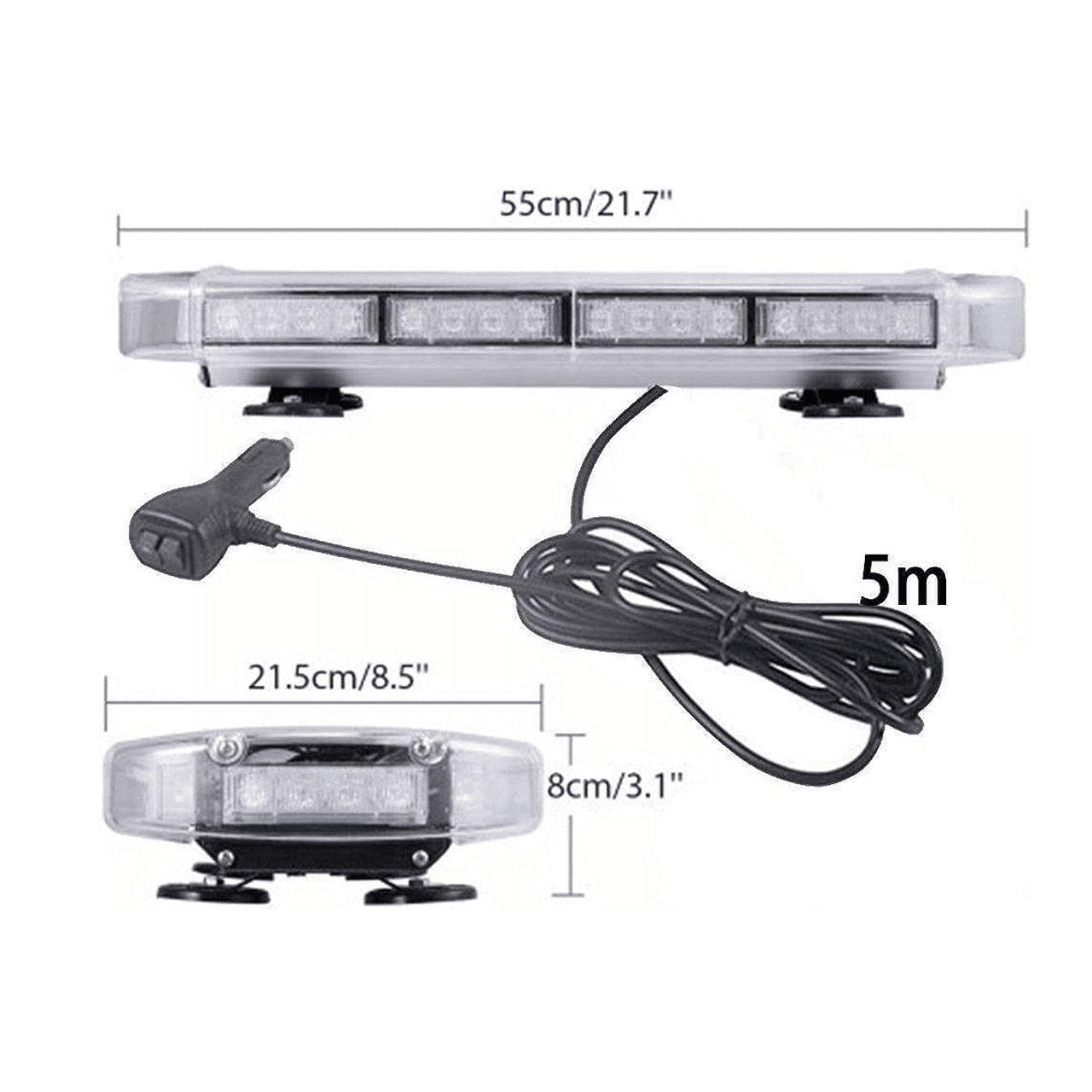 55см LED диодна аварийна сигнална лампа за таван 12-24V маяк, буркан
