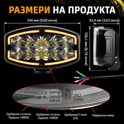 1бр LED Фар / Прожектор за джип, камион и работна техника, 32W 12V/24V, 10"/25см