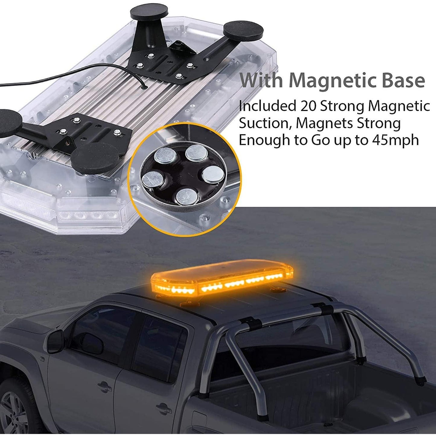 60см 168W ЛЕД Аварийна сигнална лампа (буркан) с магнити, 16 режима на работа, 12/24V