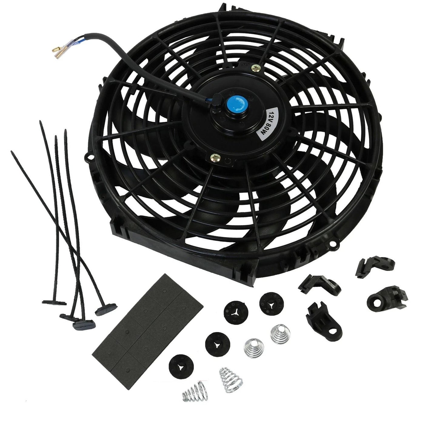 Универсален електрически вентилатор перка за радиатор - 12 инча (30см.), 12V, 80W, ABS и стомана, безшумен