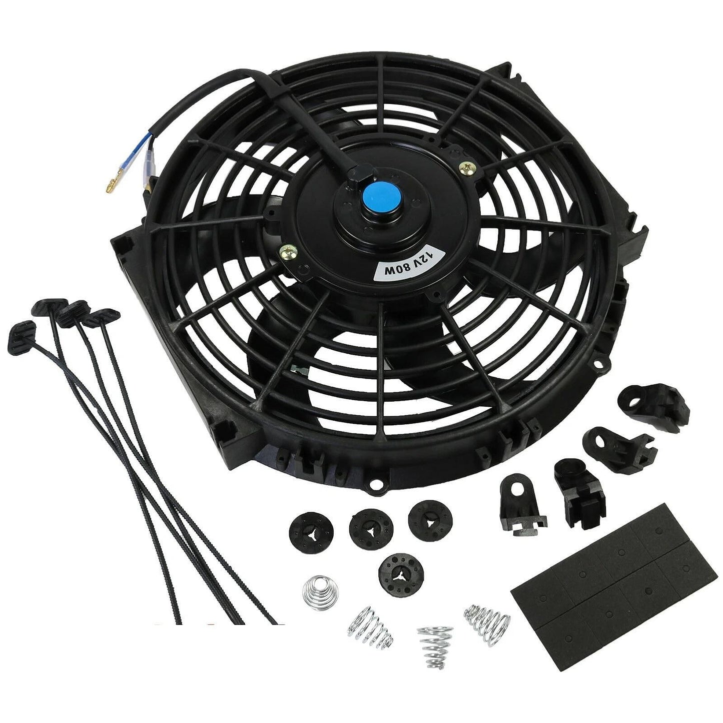 Универсален електрически вентилатор перка за радиатор – 10 инча ( 25см), 12V, 80W, ABS и стомана, безшумен