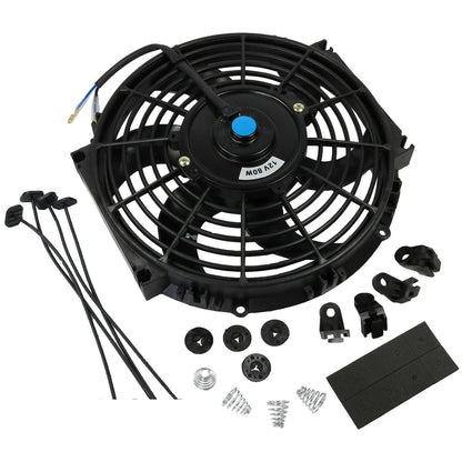 Универсален електрически вентилатор перка за радиатор – 10 инча ( 25см), 12V, 80W, ABS и стомана, безшумен