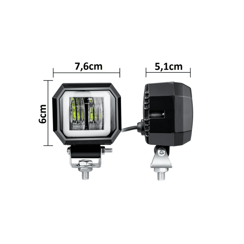 7D LED Халоген 20W 7.6см Диодна Работна, Лампа, Диоден Фар, Прожектор, Задна Светлина, 1000lm 12V/24V
