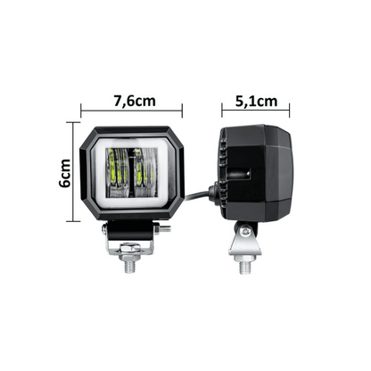 7D LED Халоген 20W 7.6см Диодна Работна, Лампа, Диоден Фар, Прожектор, Задна Светлина, 1000lm 12V/24V