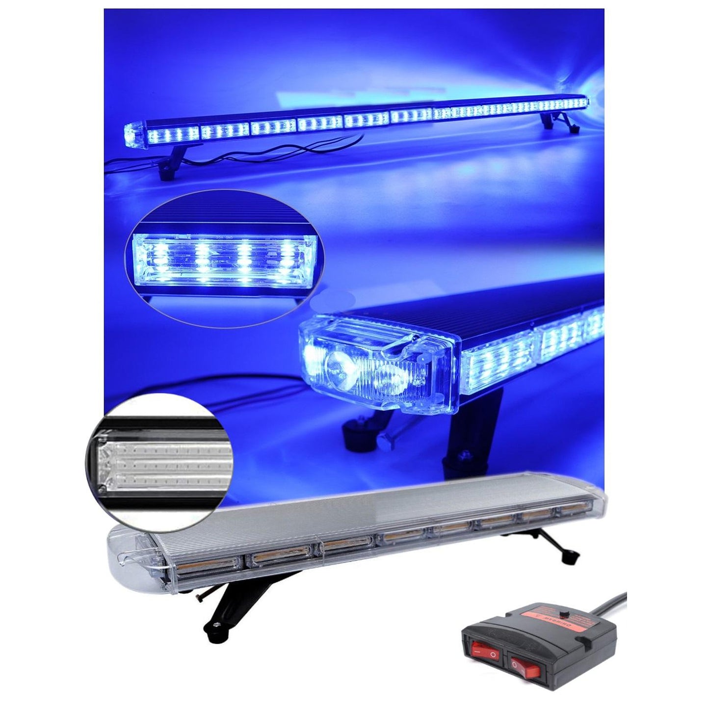 97.5см LED диодна аварийна синя сигнална лампа за таван 12-24V маяк, буркан 10 режима, 12V 24V