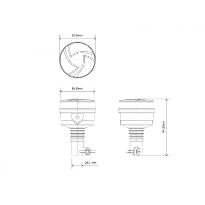 Авариен буркан 19W, за монтаж на тръба, 12/24V