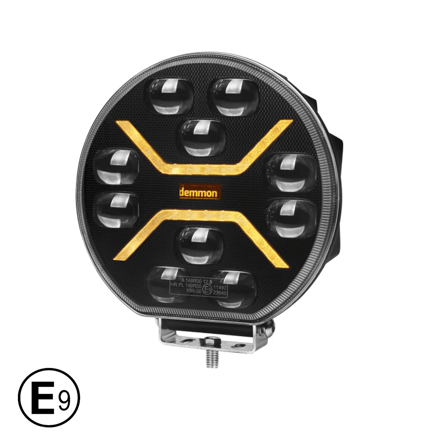 1бр Диоден фар с бял+оранжев габарит LED + DRL 70W Ø220мм 12V 24V Е-Mark Е9