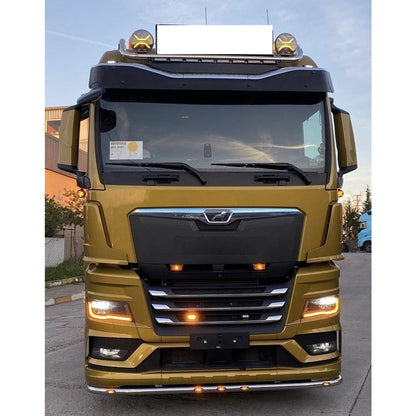 1бр Диоден фар с бял+оранжев габарит LED + DRL 70W Ø220мм 12V 24V Е-Mark Е9