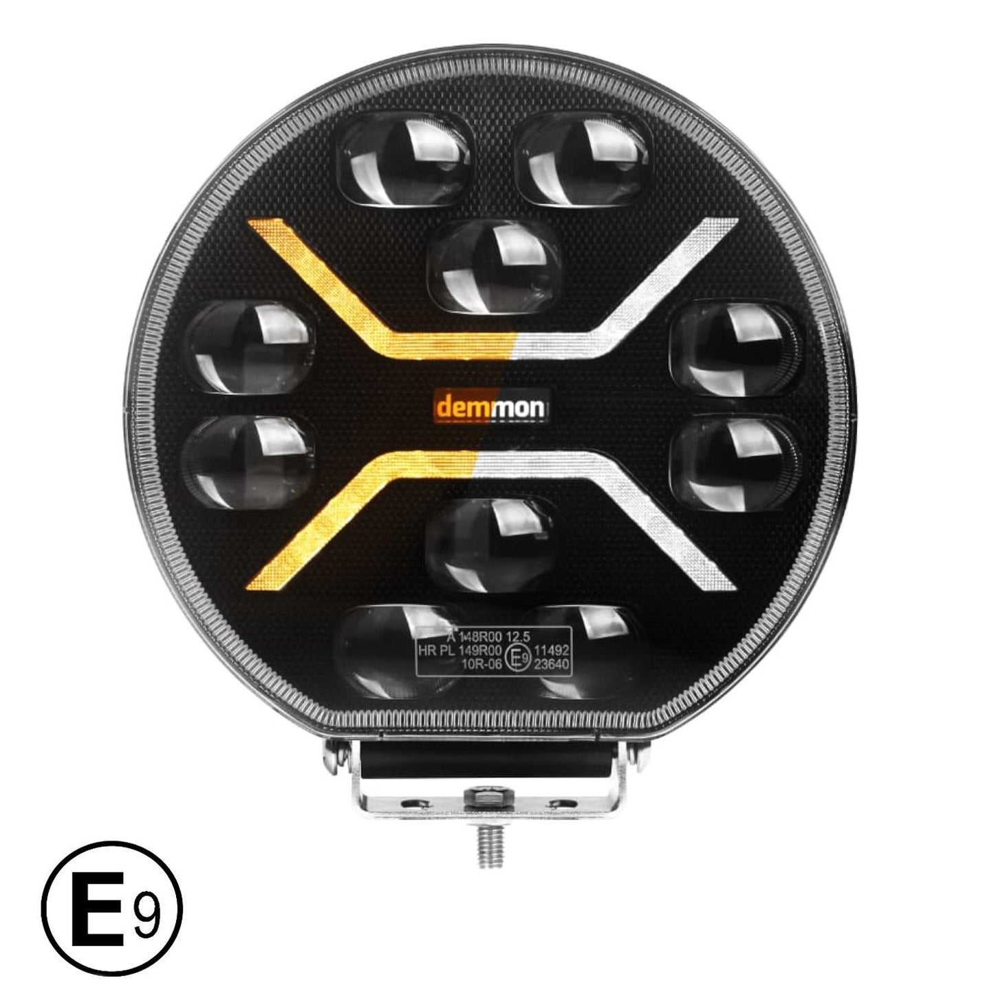 1бр Диоден фар с бял+оранжев габарит LED + DRL 70W Ø220мм 12V 24V Е-Mark Е9