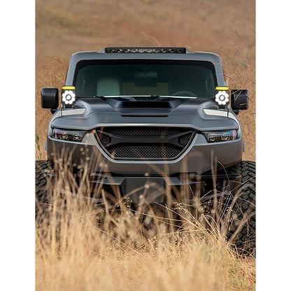 1бр LED халоген 14W бяла светлина + аварийна блиц светлина 12V/24V