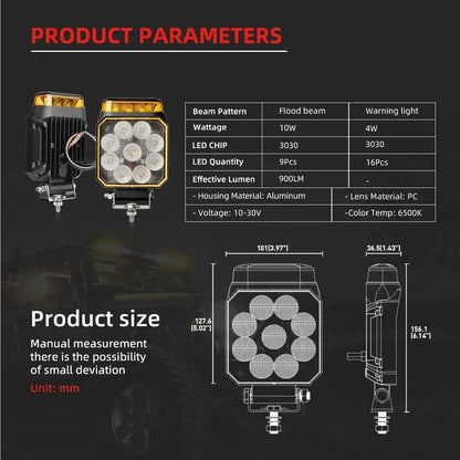 1бр LED халоген 14W бяла светлина + аварийна блиц светлина 12V/24V