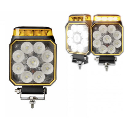 1бр LED халоген 14W бяла светлина + аварийна блиц светлина 12V/24V
