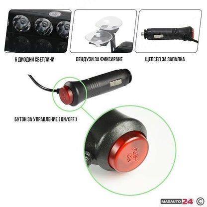 Диодни блиц светлини 20см синя+червена светлина