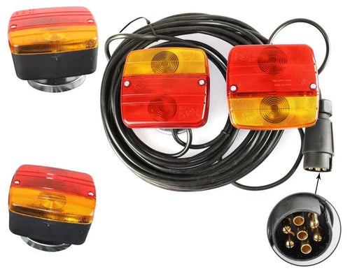 Комплект 2бр универсални стопове с магнит и кабели 7.5M - подходящи за ремарке, колесар, тир и др.