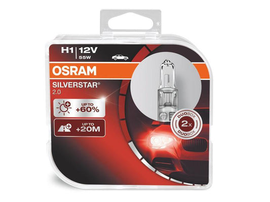 Комплект 2 броя халогенни крушки Osram H1 Silverstar 2.0 12V, 55W, P14.5s