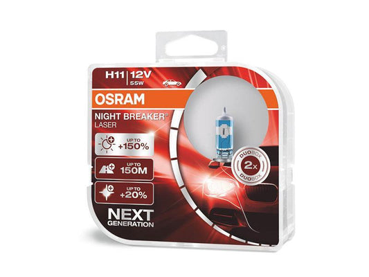 Комплект 2 броя халогенни крушки Osram H11 Night Breaker Laser +150% 12V, 55W, PGJ19-2, 1350lm