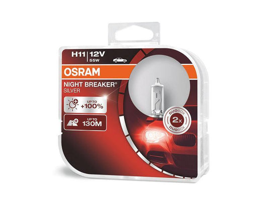 Комплект 2 броя халогенни крушки Osram H11 Night Breaker Silver 12V, 60/55W, PGJ19-2, 1350lm