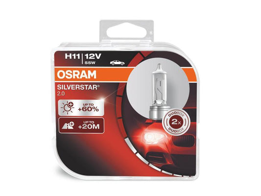 Комплект 2 броя халогенни крушки Osram H11 Silverstar 2.0 12V, 55W, PGJ19-2