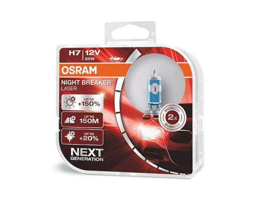 Комплект 2 броя халогенни крушки Osram H7 Night Breaker Laser +150% 12V, 55W, PX26D, 1500lm