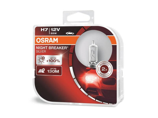 Комплект 2 броя халогенни крушки Osram H7 Night Breaker Silver 12V, 55W, PX26D, 1500lm