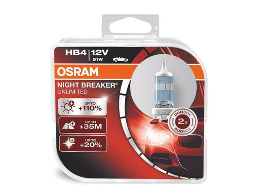 Комплект 2 броя халогенни крушки Osram HB4 Night Breaker Unlimited 12V, 51W, P22d