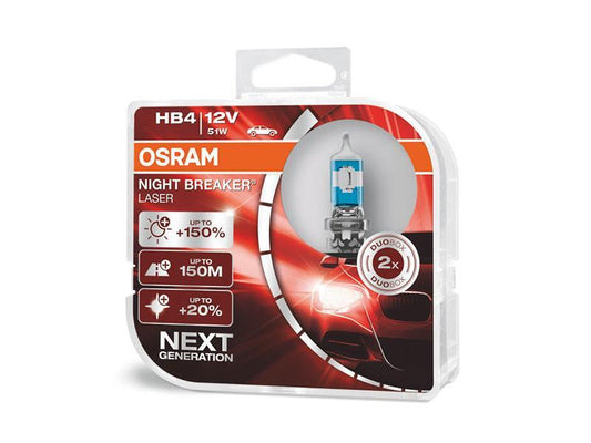 Комплект 2 броя халогенни крушки Osram HB4/9006 Night Breaker Laser +150% 12V, 51W, P22d, 1000lm