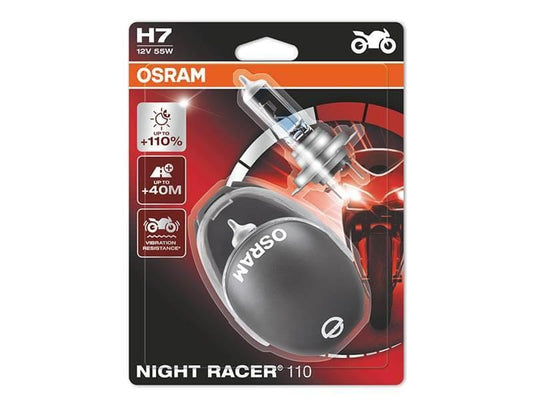 Комплект 2 броя халогенни крушки Osram Moto H7 Night Racer 110 12V, 55W, PX26D, 1500lm