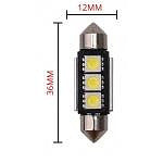 Комплект 2 броя LED крушки 36мм 12V, бяла светлина, блистер