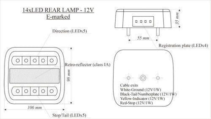Комплект 2бр. LED Диодни Стопове 12V/24V за бус, камион, ТИР, ремарке