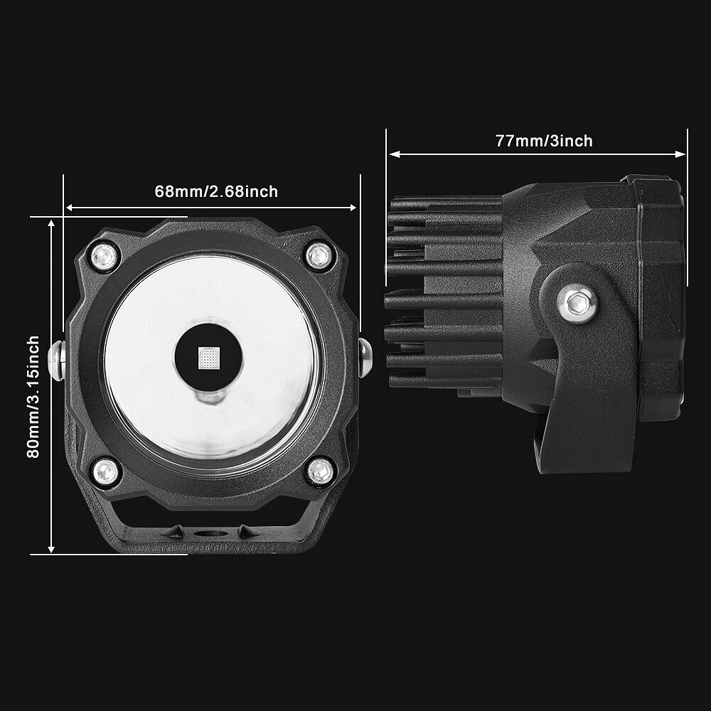 Комплект 2бр LED прожектори 3" 60W, 6000lm, 12/24V – Бяла светлина, Лъч до 320м