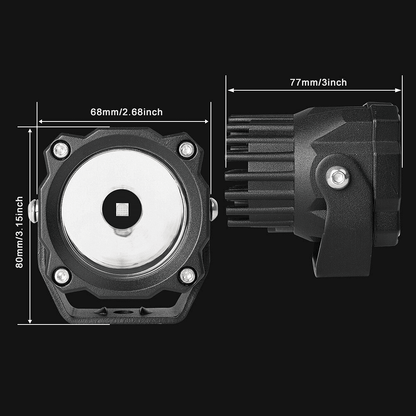 Комплект 2бр LED прожектори 3" 60W, 6000lm, 12/24V – Бяла светлина, Лъч до 320м