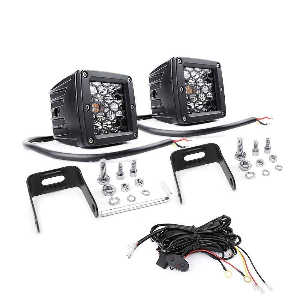 Комплект 2бр LED работни светлини /халогени/ с бяла + блиц светлина, 6 режима, 12/24V