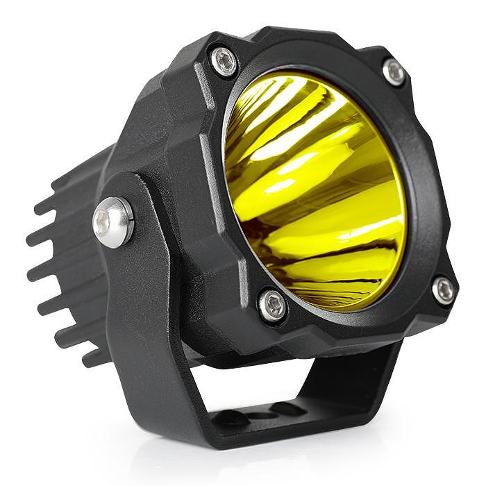 Комплект 2бр Мощни жълти ЛЕД прожектори 3" 60W, 4500lm, 12/24V, Жълта светлина, Светлинен Лъч до 320м