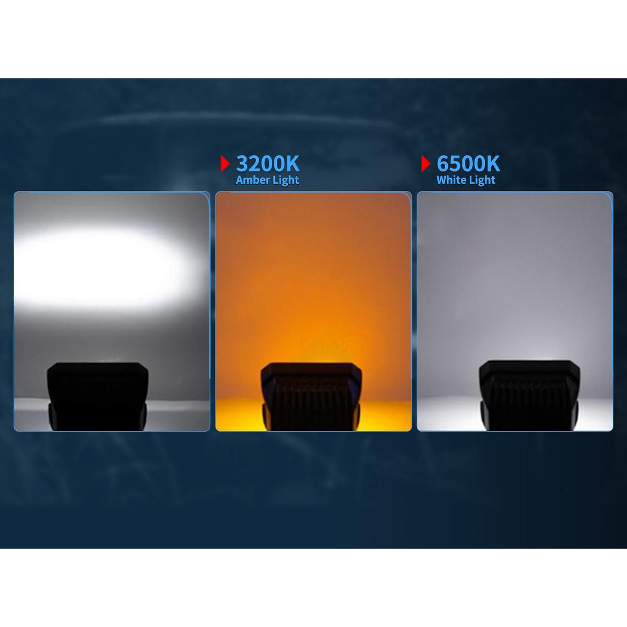 Комплект 2бр правоъгълни LED работни халогени 50W, 2200lm – Бяла + Оранжева светлина, IP67 & IP69K, E-mark