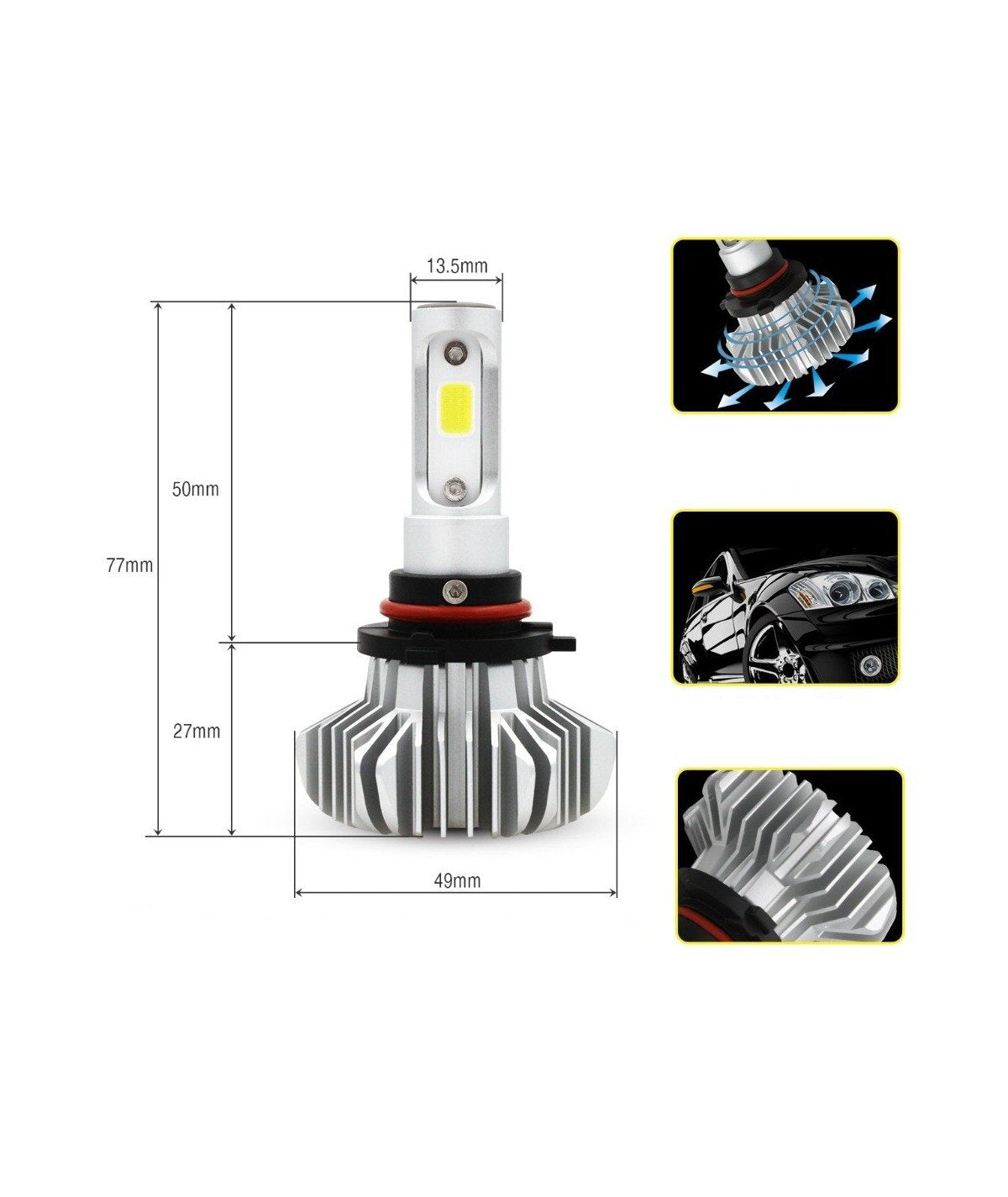 Комплект 2бр S9 LED крушки H1 72W