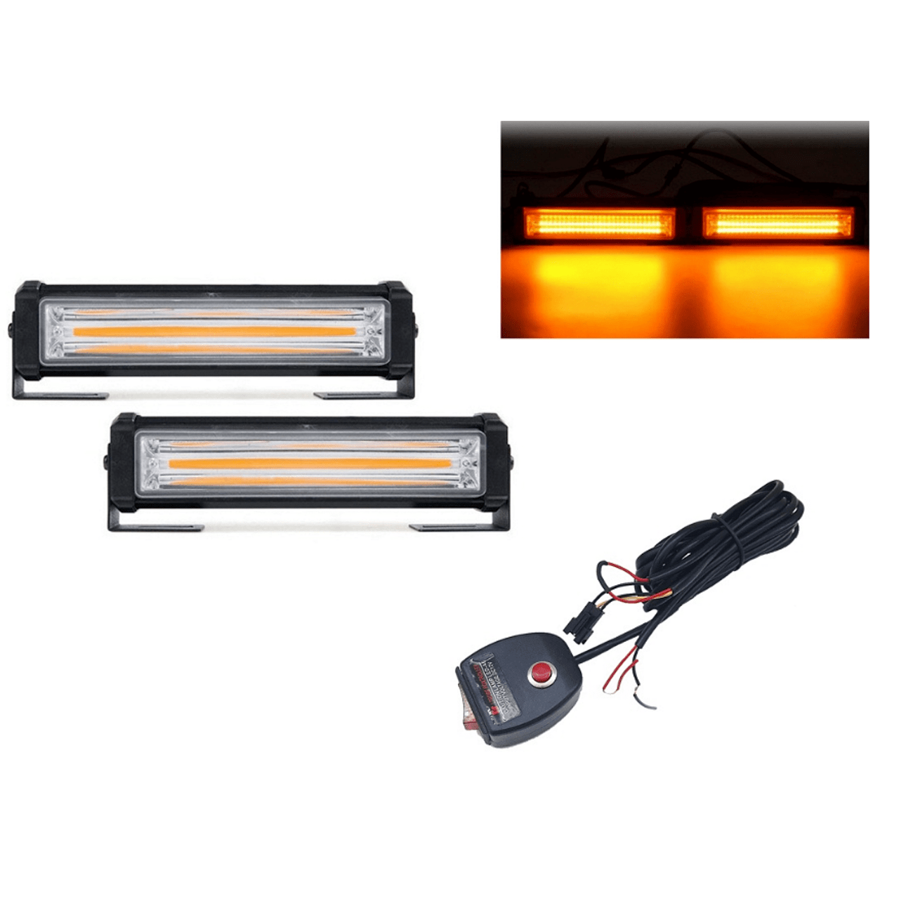 Комплект 2бр сигнална аварийна лампа 16см, С контролер, Блиц Маяк