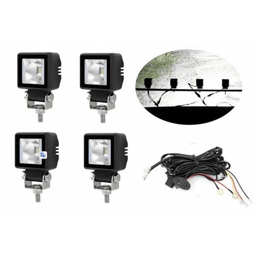 Комплект 4бр LED халогени / работни светлини, основна и дневна (DRL) светлина 12V-24V + подарък инсталация
