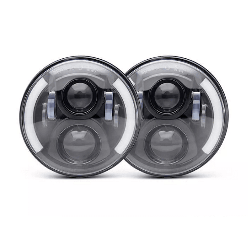 Комплект Кръгли LED фарове 7" 80W H4 букса, къси, дълги, дневни и мигач