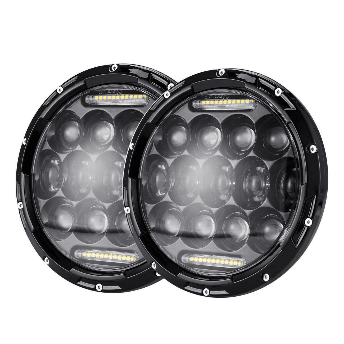 Комплект Кръгли LED фарове 7" 70W H4 букса, къси, дълги, дневни и мигач