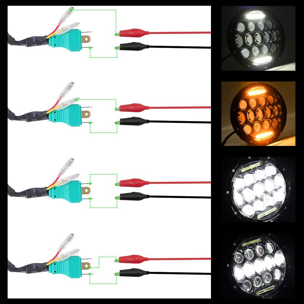 Комплект Кръгли LED фарове 7" 70W H4 букса, къси, дълги, дневни и мигач